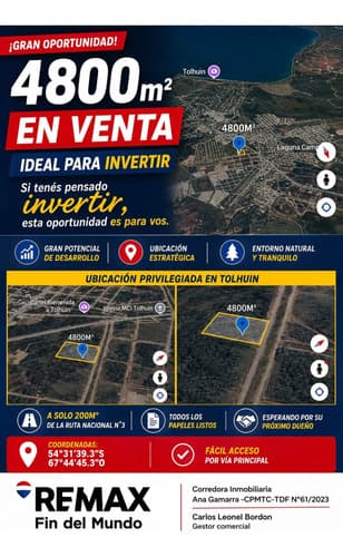 Venta o permuta de terreno de 4800m