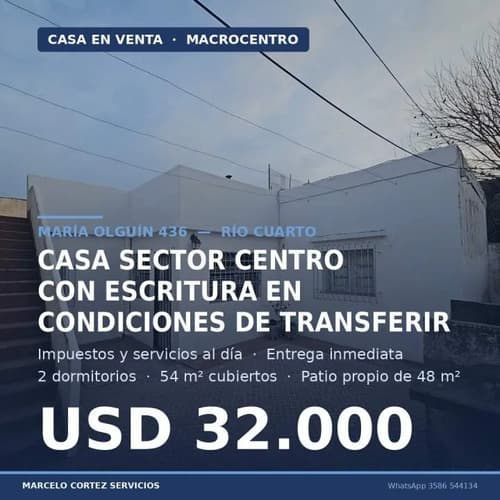 Casa en venta 2 dormitorios macrocentro rio cuarto