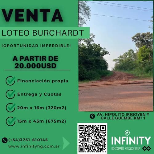 Terreno en eldorado misiones sobre avenida hipolito yrigoyen y calle guembe