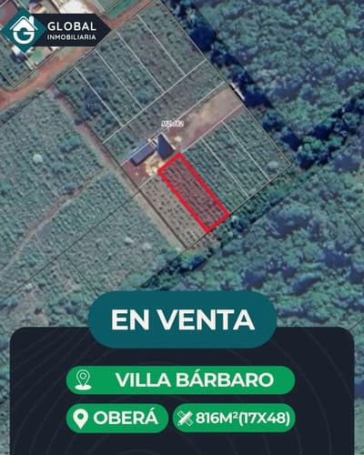 Terreno 816m2 venta villa barbaro obera distrito turistico