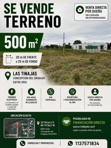 Terreno 500 m2 en las tinajas concepcion del uruguay
