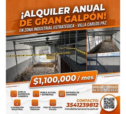 Alquiler galpon zona industrial