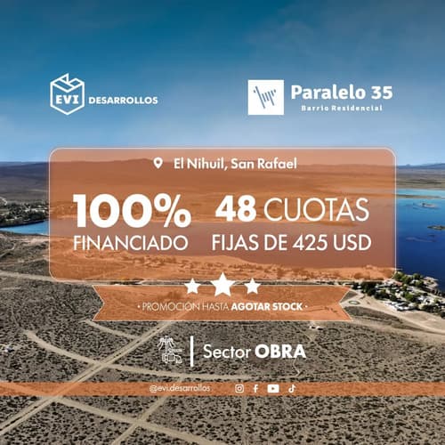 Lote en el nihuil loteo paralelo 35 lotes desde 875 m2