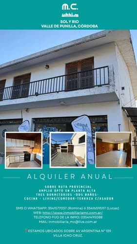 Sol y rio alq anual dpto planta alta 3 dorm 2 banos terrazaasador