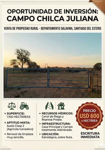 Campo agricola a desarrollar salavina santiago del estero en Santiago del Estero — foto 1