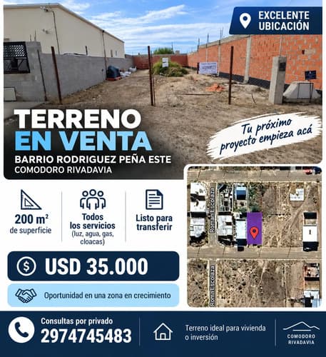 Terreno totalmente cercado con todos los servicios en zona residencial listo para transferir en Comodoro Rivadavia